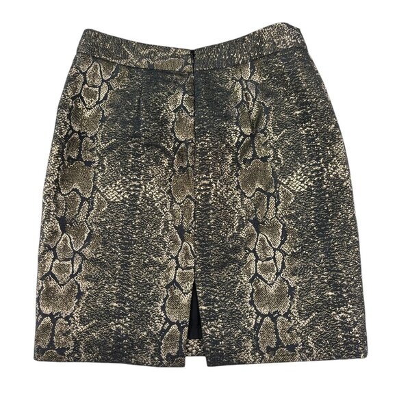 Worthington Metallic Gold Snakeskin Print Lined Skirt Size 4 - Picture 2 of 16